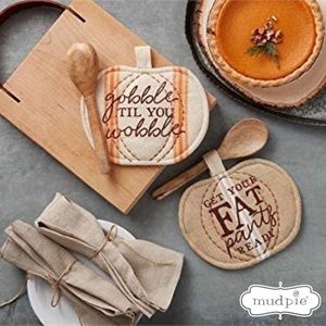 Mud Pie Pumpkin Pot Holder with Spoon